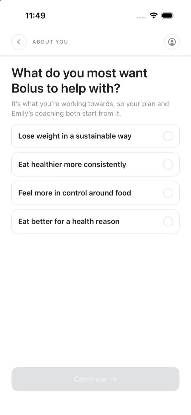 The goal question, with its four options