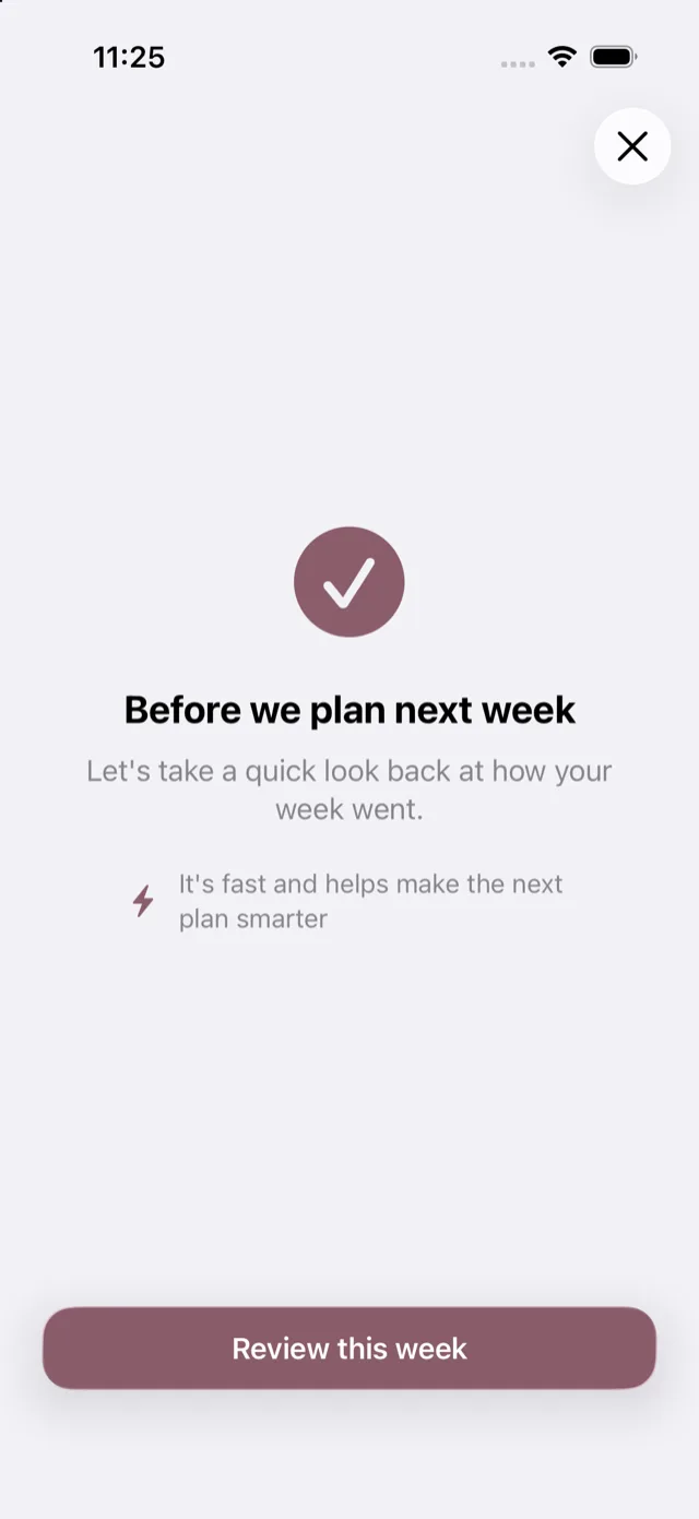 The weekly review intro, offering a quick look back at how the week went