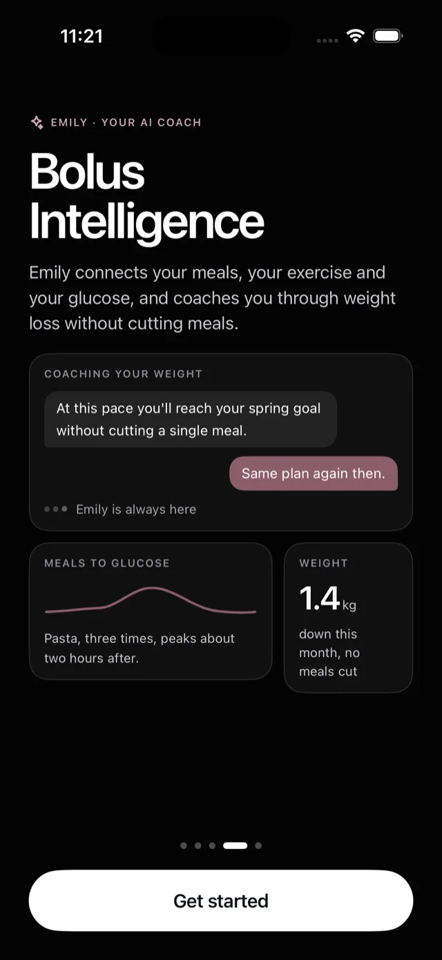 The Bolus Intelligence introduction screen